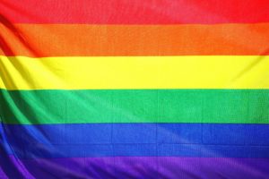 A close-up of the rainbow pride-flag