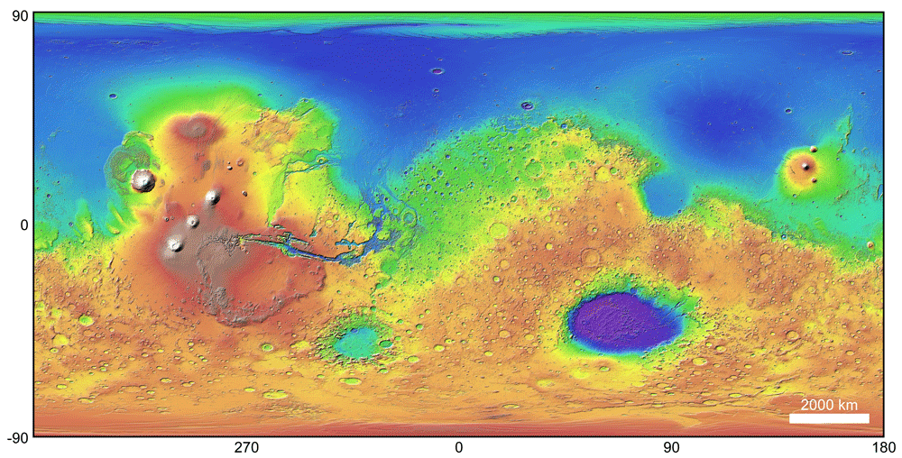 A blink animation of a global map of the topography of Mars, showing the elevation and latitude constraints when selecting a landing site for ExoMars. Credit: Peter Grindrod.