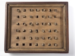 Klein Type letters in display case, c. 1830. 