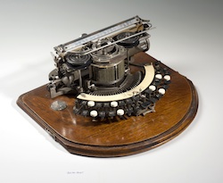 Hammond 2 braille typewriter, c. 1902. Wood, metal, plastic. 